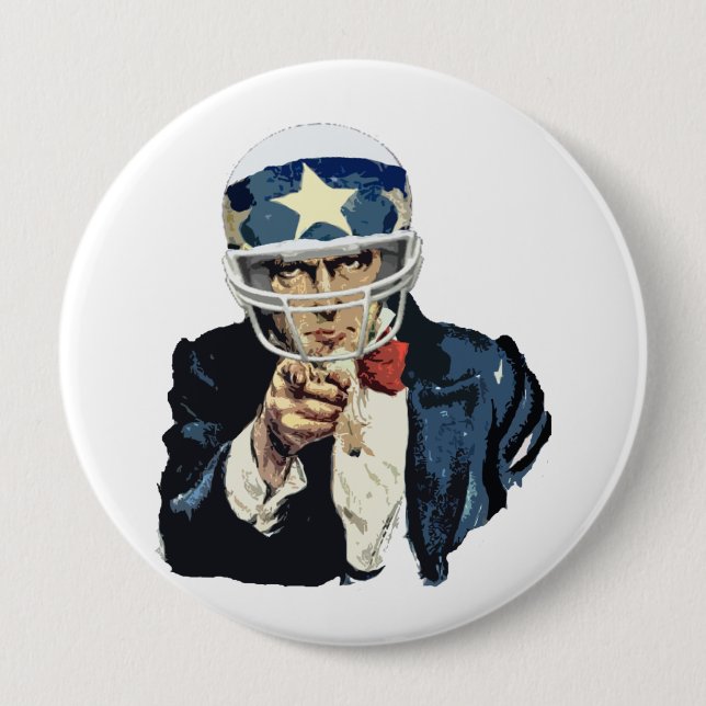 uncle sam football 10 cm round badge (Front)