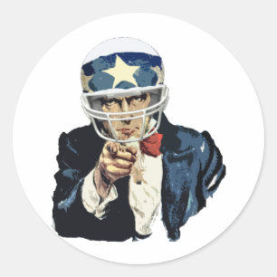 uncle sam football classic round sticker