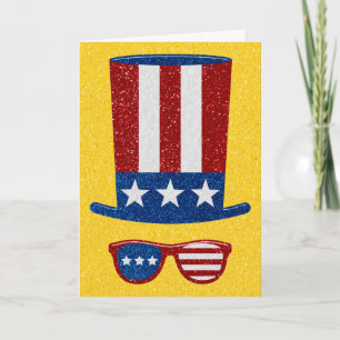 Uncle Sam Fourth Of July Glitter Card