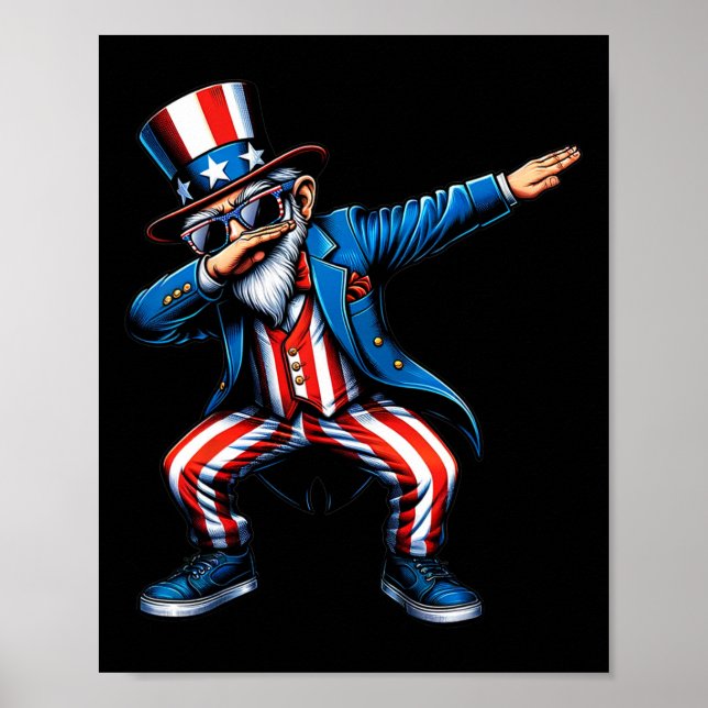 Uncle Sam Funny 4th Of July Patriotic Boys Girls M Poster (Front)