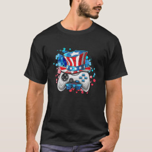 Uncle Sam Game Controller 4Th Of July Boys Kids Te T-Shirt