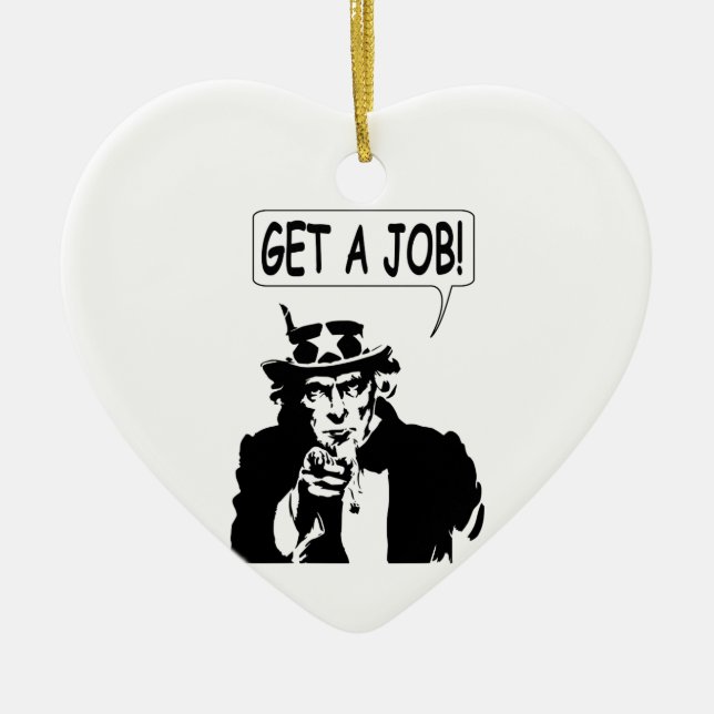 Uncle Sam Get A Job Ceramic Tree Decoration (Front)