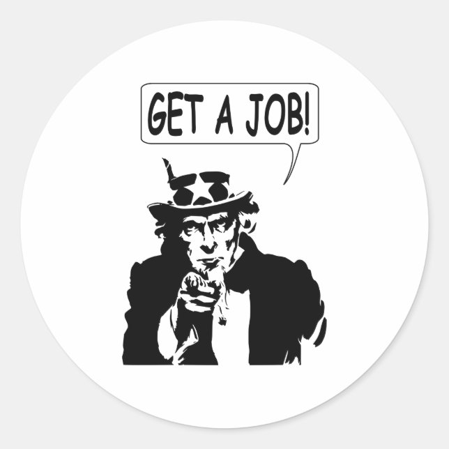 Uncle Sam Get A Job Classic Round Sticker (Front)