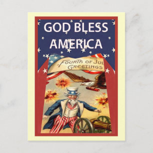 Uncle Sam, God Bless America Postcard