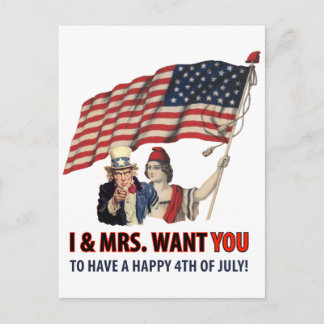 Uncle Sam Greetings For The Fourth Postcard