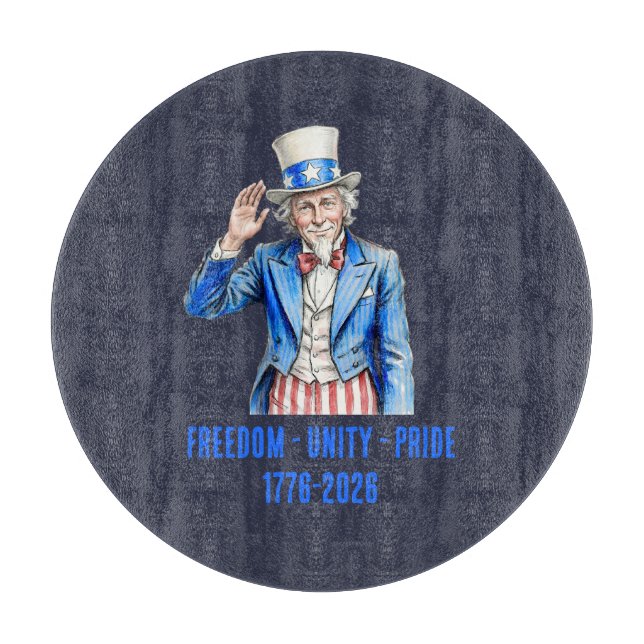 Uncle Sam Happy 4th of July Patriotic Cutting Board (Front)