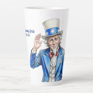 Uncle Sam Happy 4th of July Patriotic Latte Mug