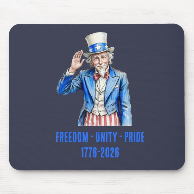 Uncle Sam Happy 4th of July Patriotic Mouse Mat (Front)