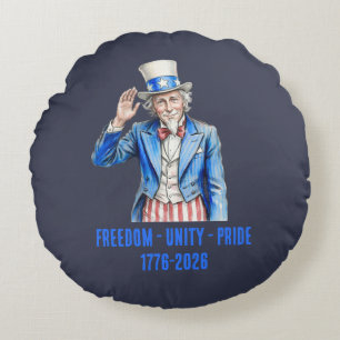 Uncle Sam Happy 4th of July Patriotic Round Cushion