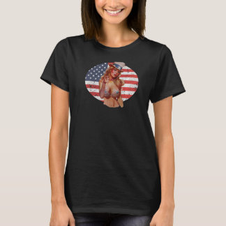 Uncle Sam Hat Pin Up Girl Lingerie American Flag P T-Shirt