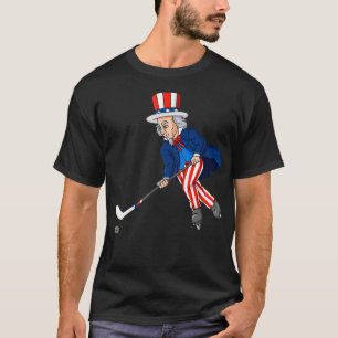 Uncle Sam Hockey 4th Of July Patriotic Boys Kids T T-Shirt