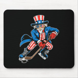 Uncle Sam Hockey American Flag Usa Sport 4th Of Ju Mouse Mat