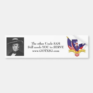 Uncle Sam Houston, TXSG Texas State Guard Bumper Sticker