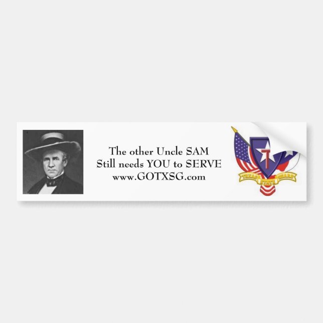 Uncle Sam Houston, TXSG Texas State Guard Bumper Sticker (Front)