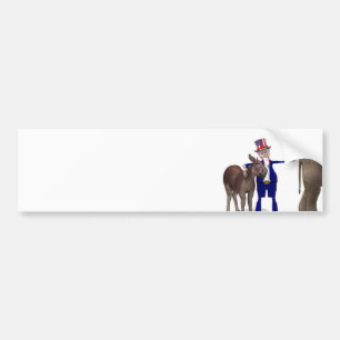 Uncle Sam Hugs Happy Donkey Bumper Sticker