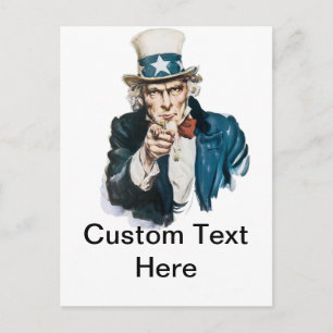 Uncle Sam I Want You Customise With Your Text Postcard