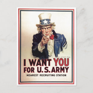 Uncle Sam I Want You For US Army Postcard
