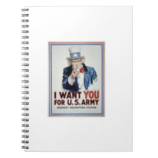 Uncle Sam I Want You For Us Army Vintage Poster  Notebook