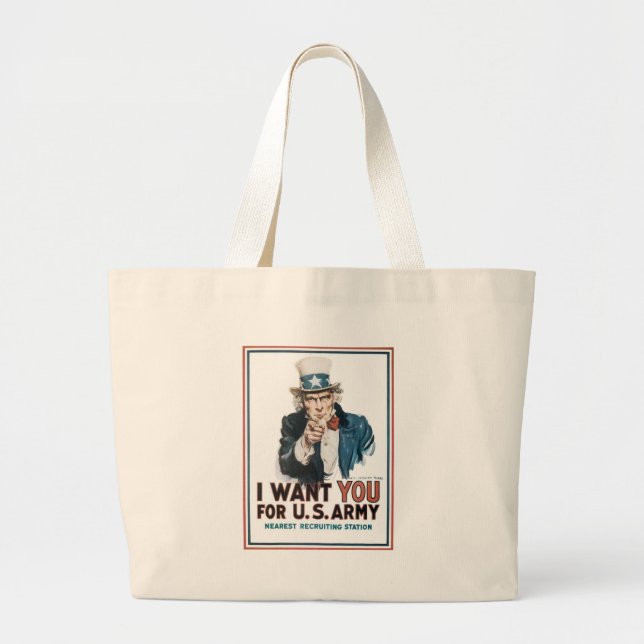 Uncle Sam "I Want YOU!" Large Tote Bag (Front)