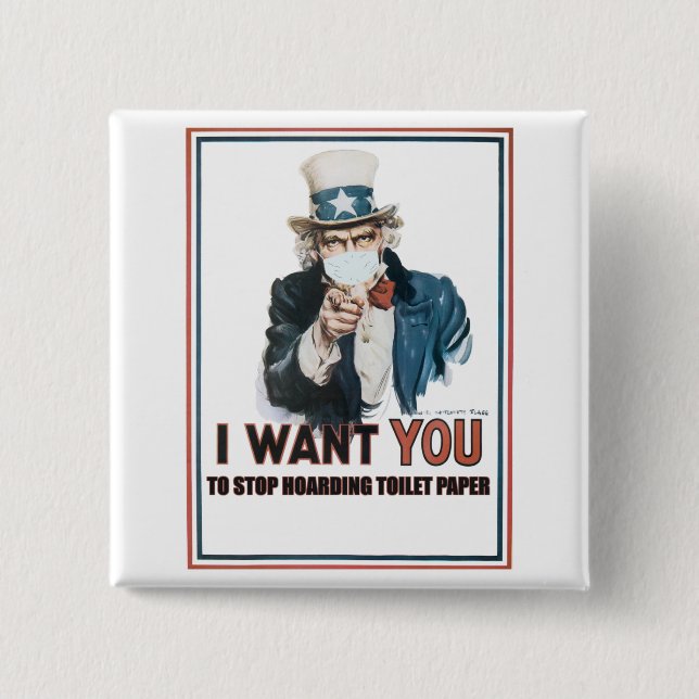 Uncle Sam "I Want You" to.... 15 Cm Square Badge (Front)