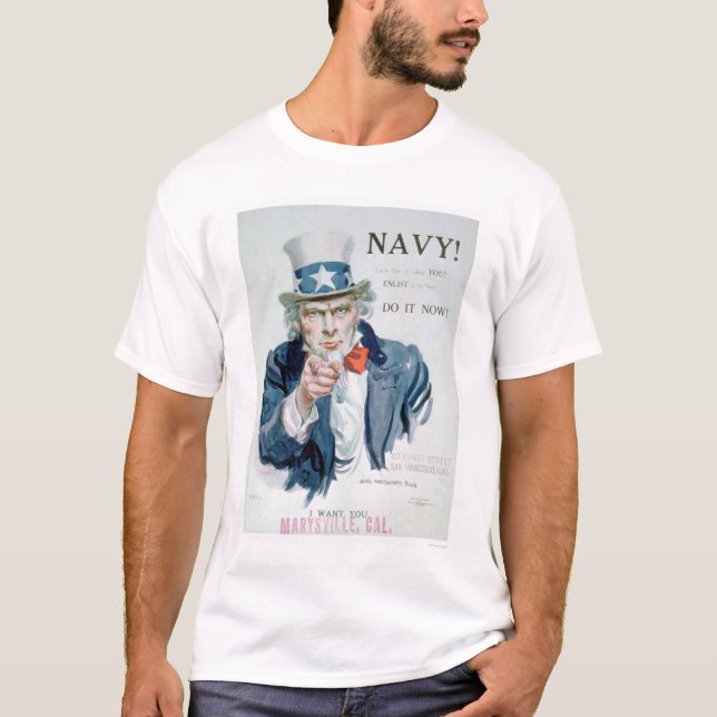 Uncle Sam is Calling You!  Enlist Navy (US02148B) T-Shirt (Front)