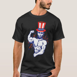 Uncle Sam Lincoln Muscle Usa Flag Fourth Of July P T-Shirt