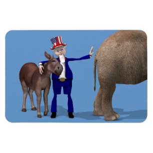 Uncle Sam Loves Donkey Magnet