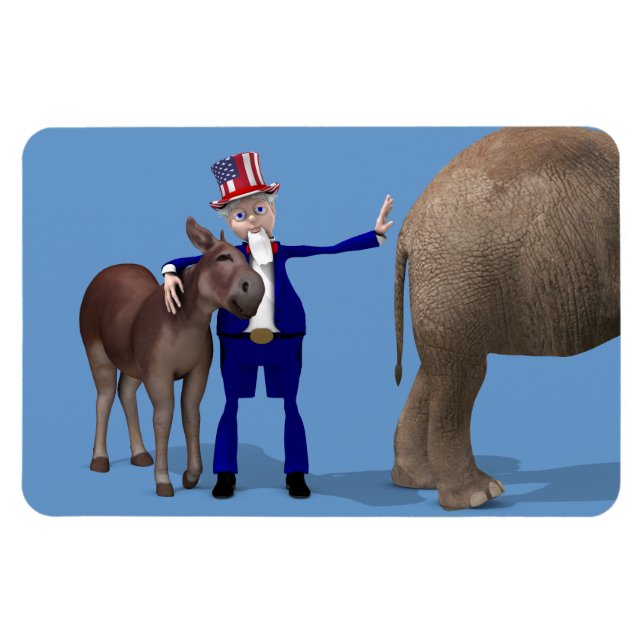 Uncle Sam Loves Donkey Magnet (Horizontal)