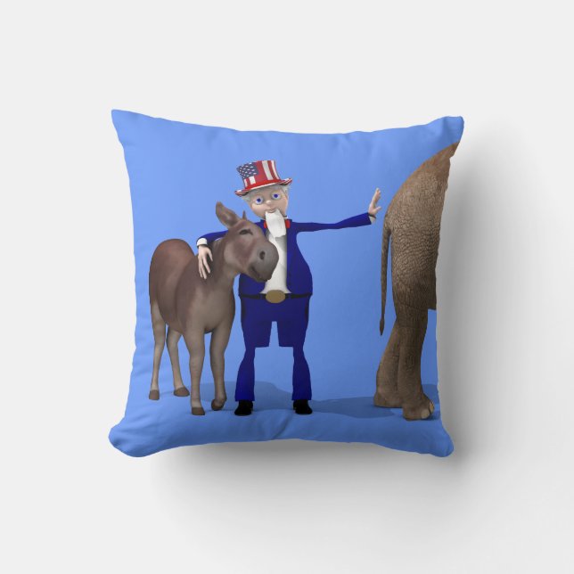 Uncle Sam Loves Donkeys Cushion (Front)