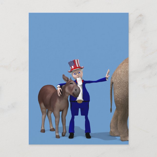 Uncle Sam Loves Donkeys Postcard (Front)