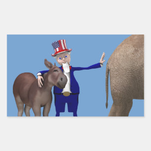 Uncle Sam Loves Donkeys Rectangular Sticker