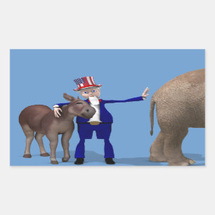 Uncle Sam Loves Donkeys Rectangular Sticker