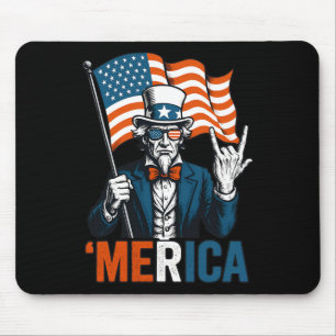 Uncle Sam Merica Rock Funny 4th Of July American F Mouse Mat