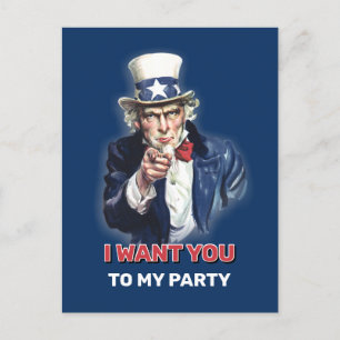 Uncle Sam Party Invitation Postcard
