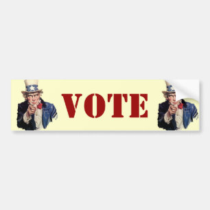 Uncle Sam Patriotic VOTE Designs Bumper Sticker