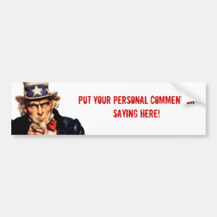 Uncle Sam Personalised Bumper Sticker