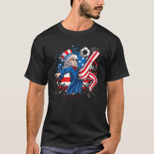 Uncle Sam Play Soccer American Flag Happy 4th Of J T-Shirt