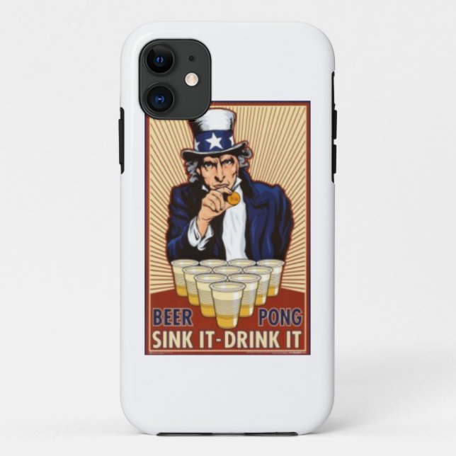 uncle Sam playing beer pong iphone cover (Back)
