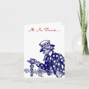 Uncle Sam & Pocket Watch Military Thank You Card