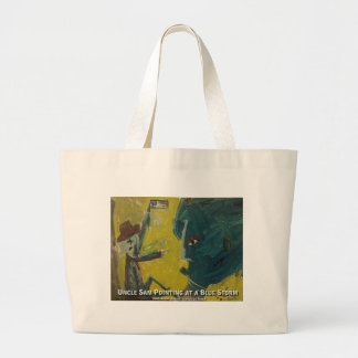 uncle sam pointing at a blue storm large tote bag