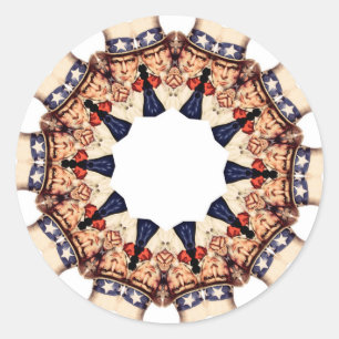 Uncle Sam Pointing Finger Kaleidoscope Classic Round Sticker
