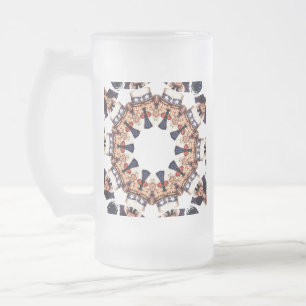 Uncle Sam Pointing Finger Kaleidoscope Frosted Glass Beer Mug