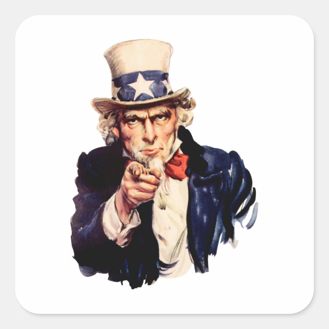 Uncle Sam Pointing His Finger Square Sticker (Front)