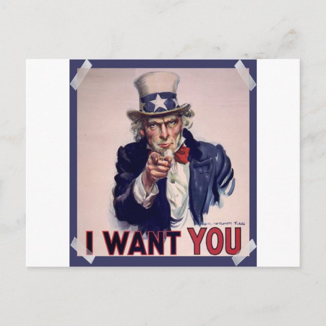 Uncle Sam Poster High Quality Postcards (Front)