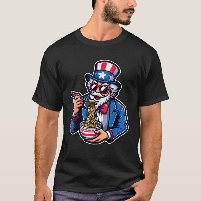 Uncle Sam Ramen Anime USA American Flag 4th Of Jul T-Shirt (Front)