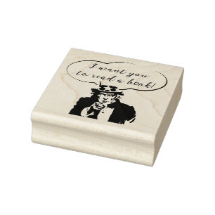 UNCLE SAM READ A BOOK RUBBER STAMP