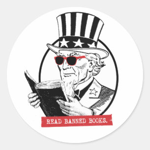 Uncle Sam Reads Banned Books Classic Round Sticker
