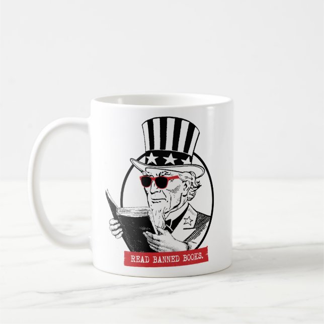 Uncle Sam Reads Banned Books Coffee Mug (Left)
