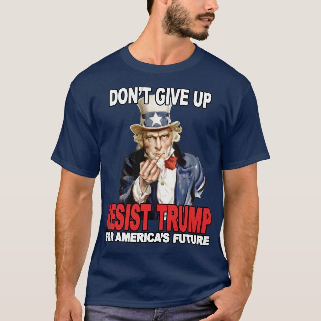 Uncle Sam Resist Trump Middle Finger - Anti Trump T-Shirt (Front)
