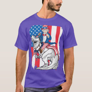 Uncle Sam Riding Dinosaur 4th Of July T Rex Ameris T-Shirt
